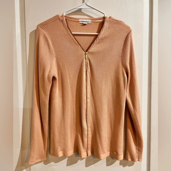 FINAL PRICE Calvin Klein Ribbed Zip Up Sweater - Picture 2 of 8